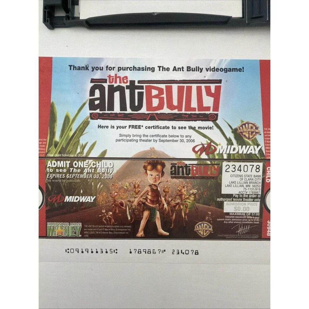 The Ant Bully Nintendo GameCube Complete CIB W/ Reg Card + Movie Ticket